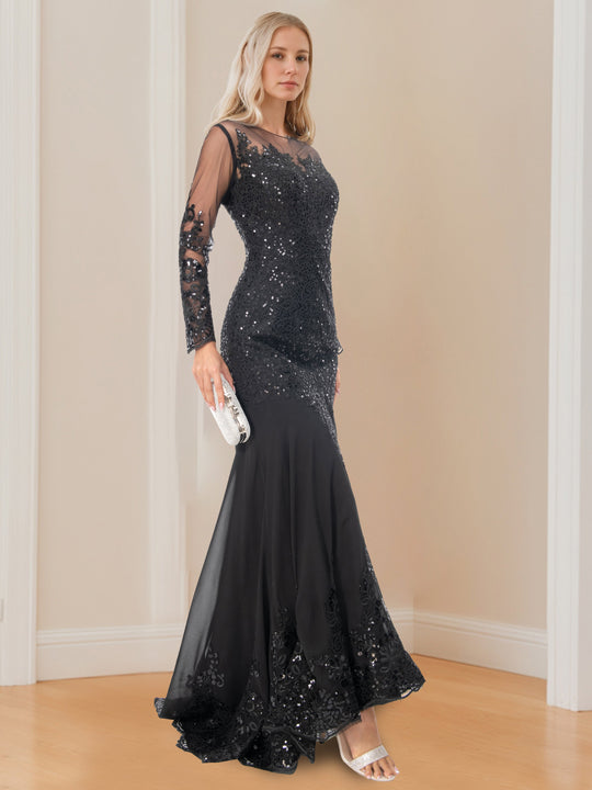 Damen Maxikleid Mit Pailletten Und Meerjungfrauen Schnitt