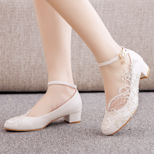 Damen Knöchelwickel Hochzeit Gast High Heels | Runde Zehe