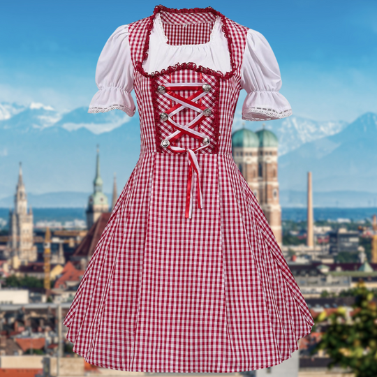 Damen Klassisch Bayerisch Puffärmel Oktoberfest Dirndl Kleid | 2025
