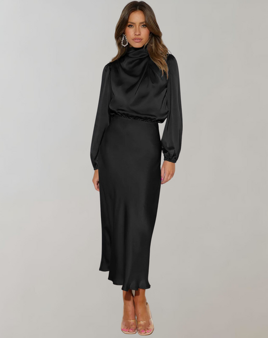 Damen Ballkleid Mit Langen Ärmeln | Midi