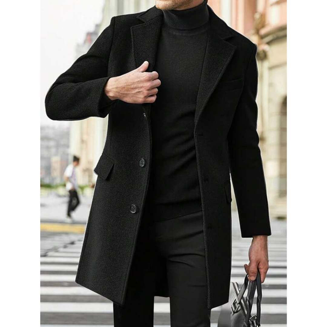 Klassischer Warmer Herren-Trenchcoat  | Lang