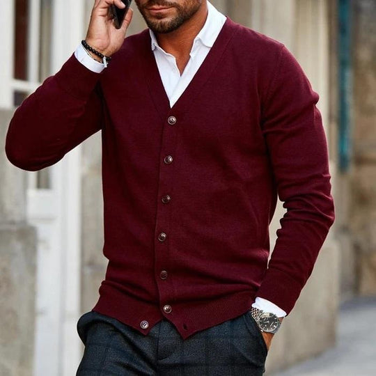 Herren Knopf Daunen Langarm Strickjacke | Strick