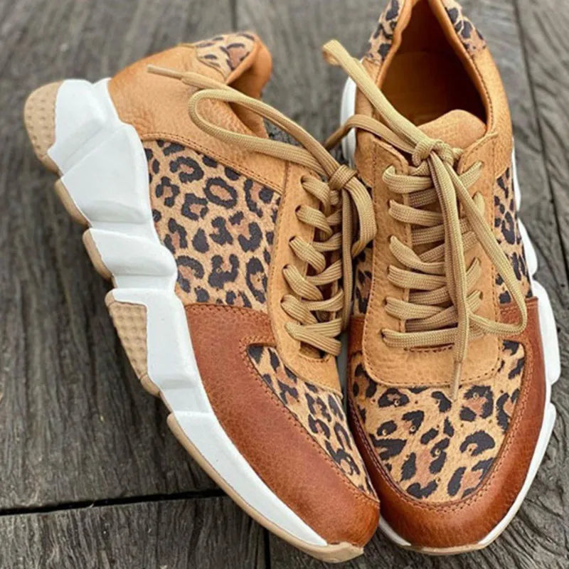 Lenora - Lässige Vulkanisierte Leoparden-sneakers Mit Dicker Sohle
