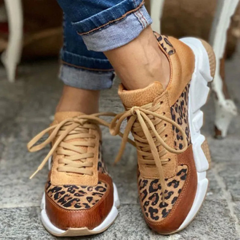 Lenora - Lässige Vulkanisierte Leoparden-sneakers Mit Dicker Sohle