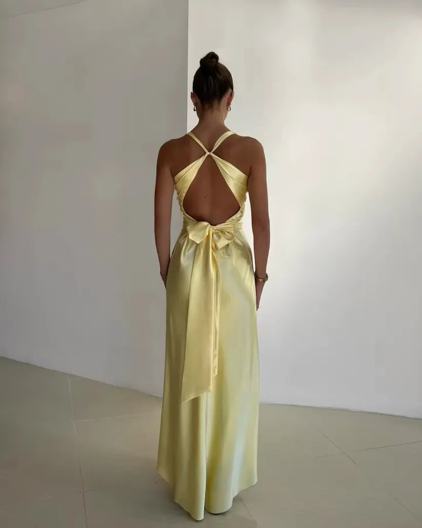 Damen Elegant Rückenfrei Hochzeitgast Kleid | Maxi