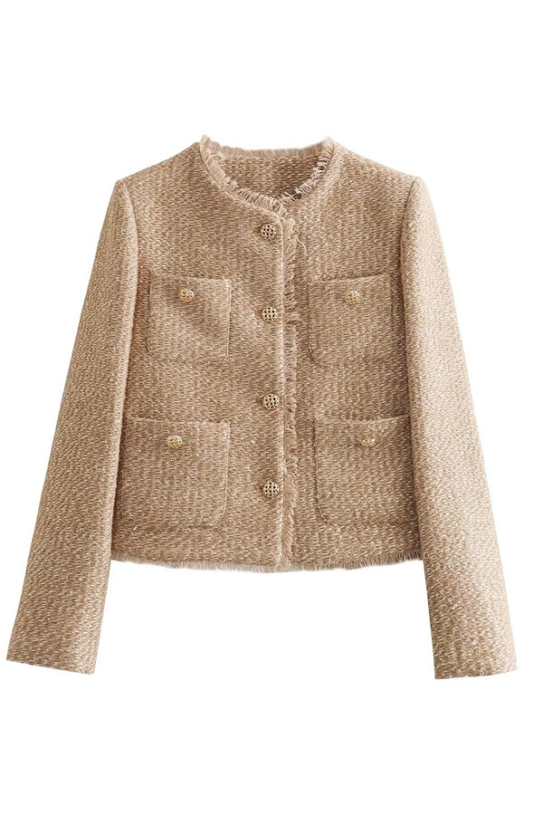 Damen Kurze Jacke mit goldenen Knöpfen | Mehrere Taschen
