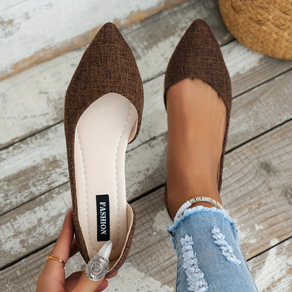 Elegante spitze Zehe Flats, Seite Ausgeschnittener Tweed-Slip-On Schuhe