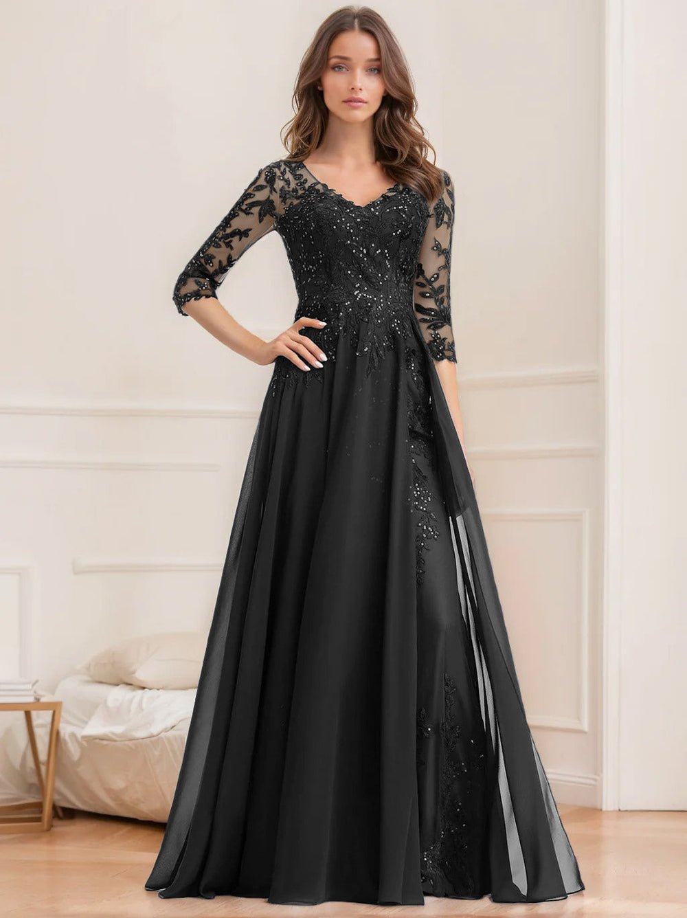 Paillettenkleid Mit 1/2 Ärmeln Für Damen | Maxi