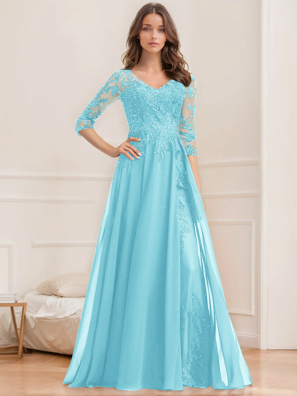 Paillettenkleid Mit 1/2 Ärmeln Für Damen | Maxi