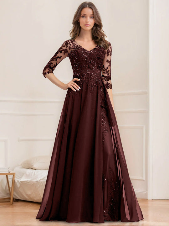 Paillettenkleid Mit 1/2 Ärmeln Für Damen | Maxi