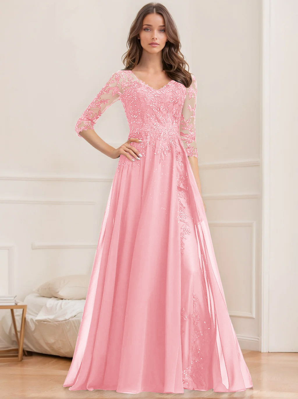 Paillettenkleid Mit 1/2 Ärmeln Für Damen | Maxi