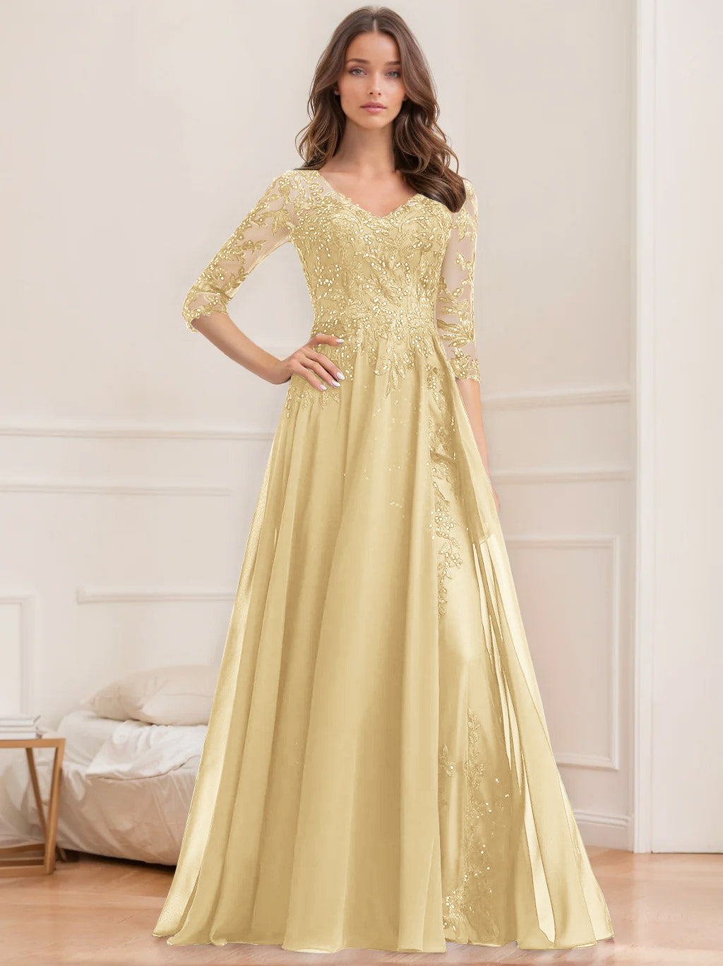 Paillettenkleid Mit 1/2 Ärmeln Für Damen | Maxi