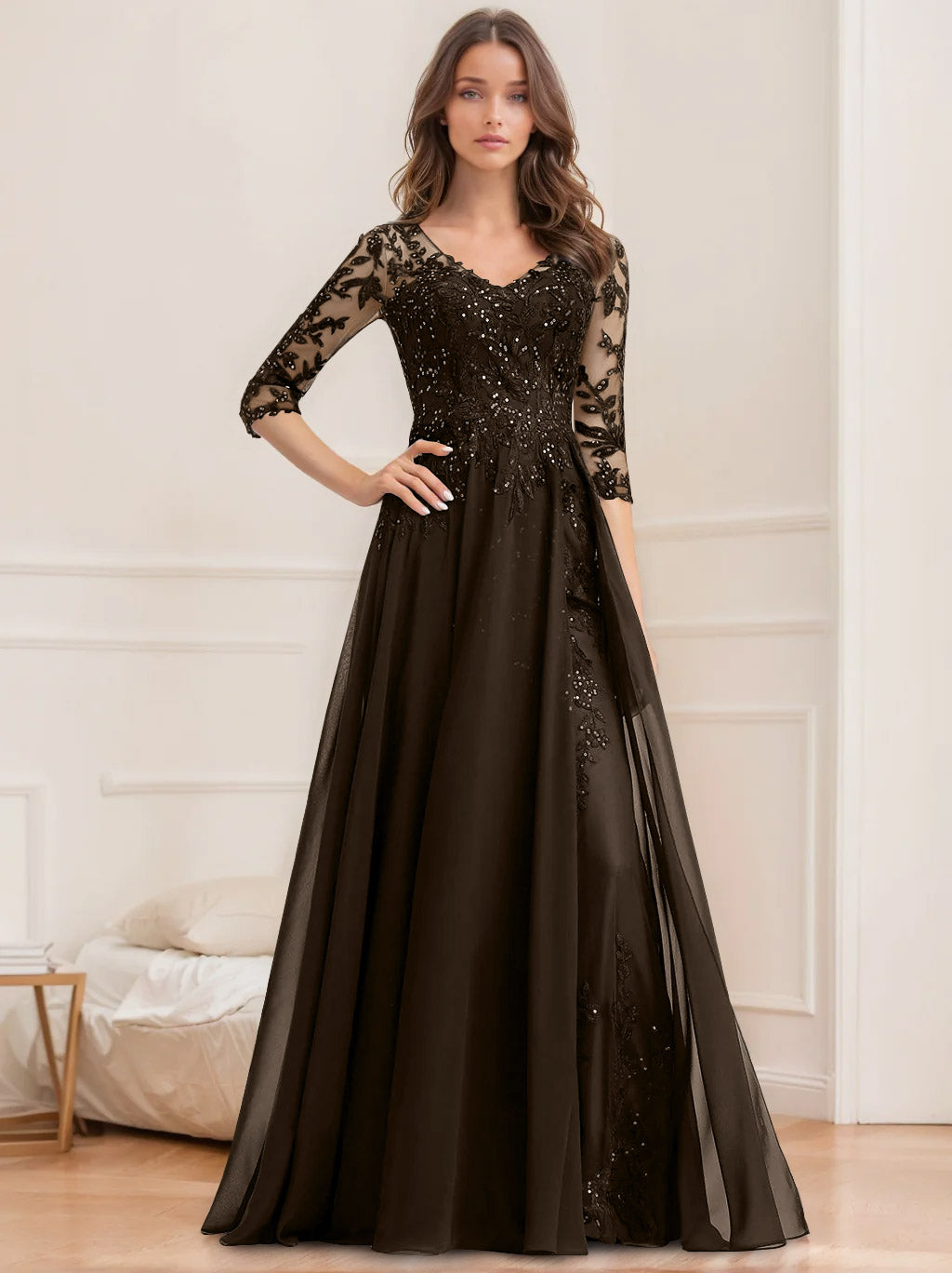Paillettenkleid Mit 1/2 Ärmeln Für Damen | Maxi