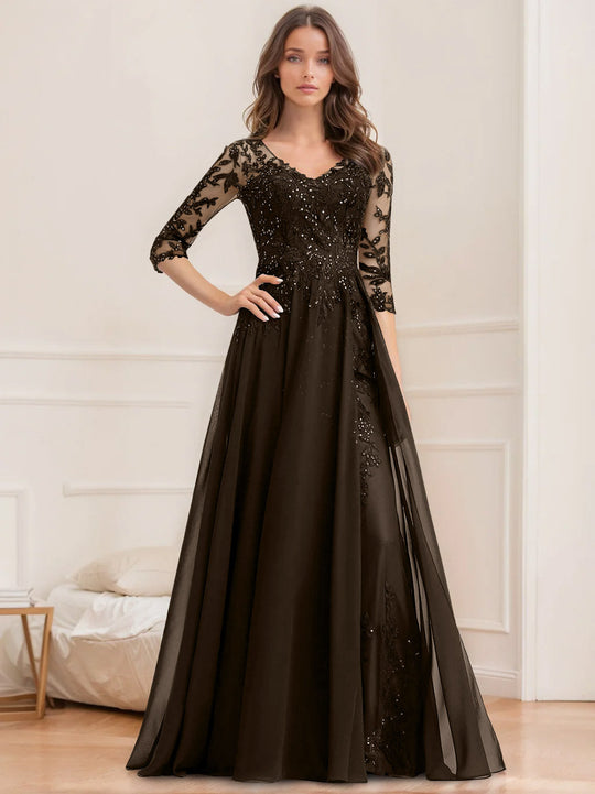 Paillettenkleid Mit 1/2 Ärmeln Für Damen | Maxi