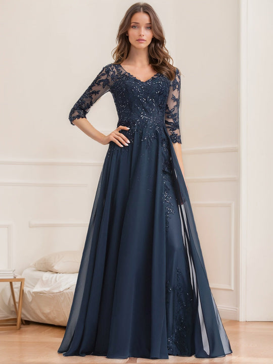 Paillettenkleid Mit 1/2 Ärmeln Für Damen | Maxi