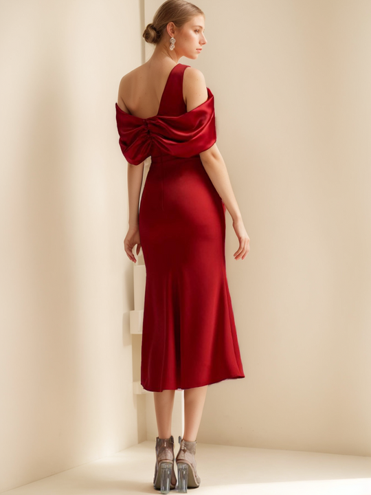 Schulterfreies Abendkleid für Damen | Midi