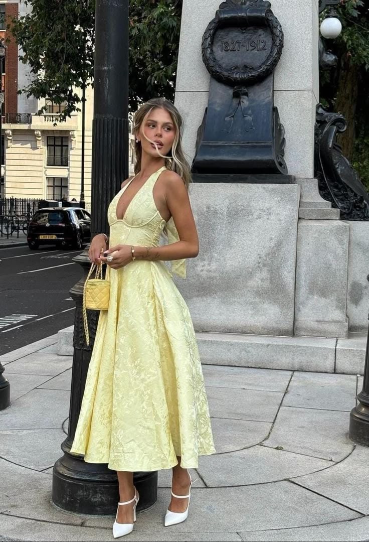 Damen V-Ausschnitt Hochzeitsgast Kleid | Midi