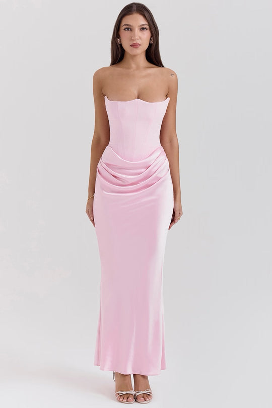 Damen Modernes Trägerloses Hochzeitsgast Kleid | Maxi