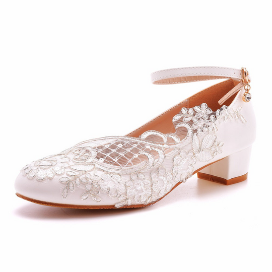 Damen Knöchelwickel Hochzeit Gast High Heels | Runde Zehe