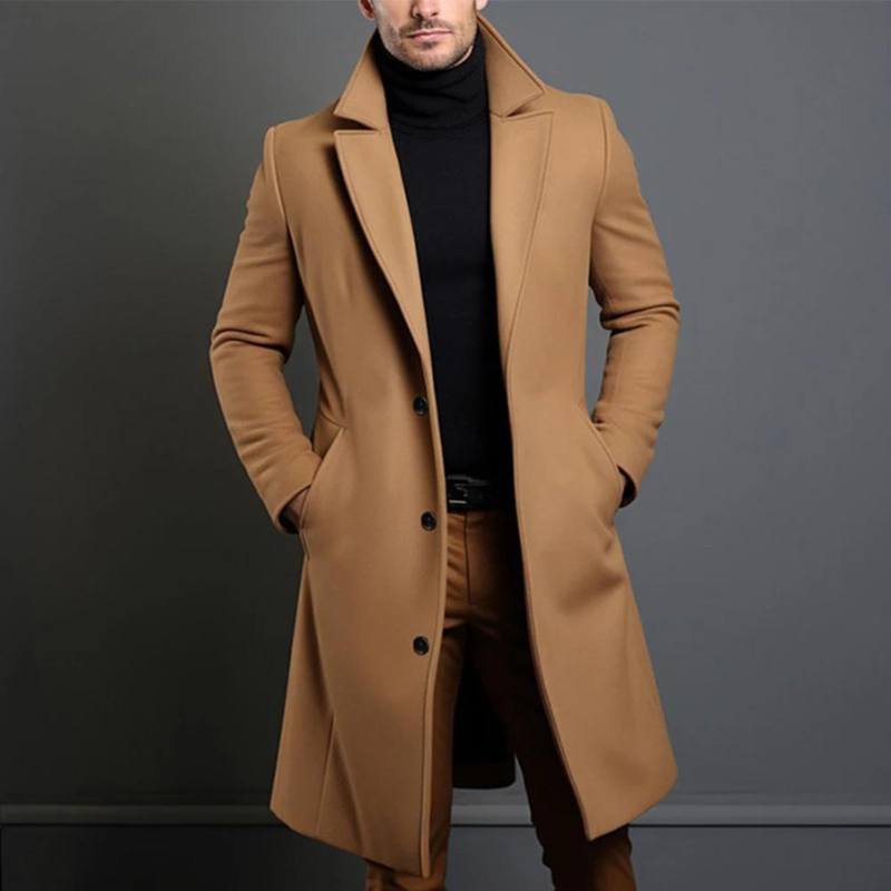 Stylischer Langer Trenchcoat Für Herren | Lässig