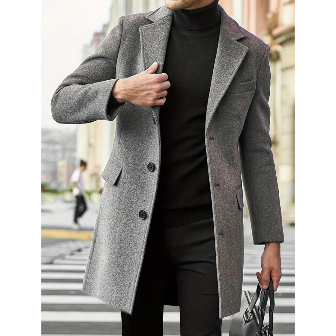Klassischer Warmer Herren-Trenchcoat  | Lang
