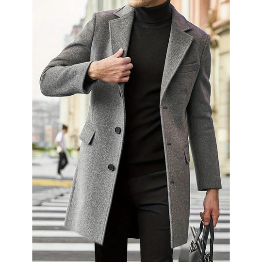 Klassischer Warmer Herren-Trenchcoat  | Lang