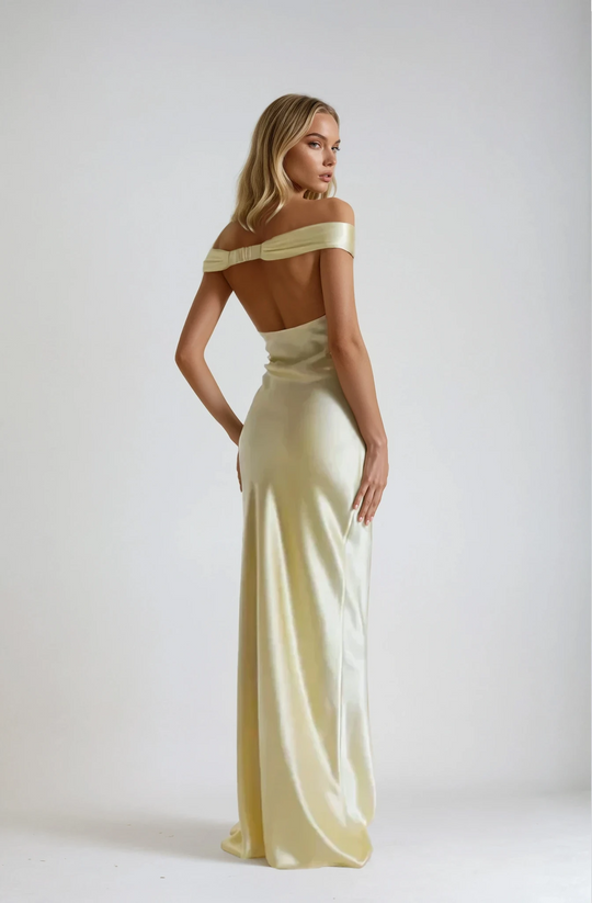 Damen Schulterfreies Hochzeitsgast Kleid | Maxi