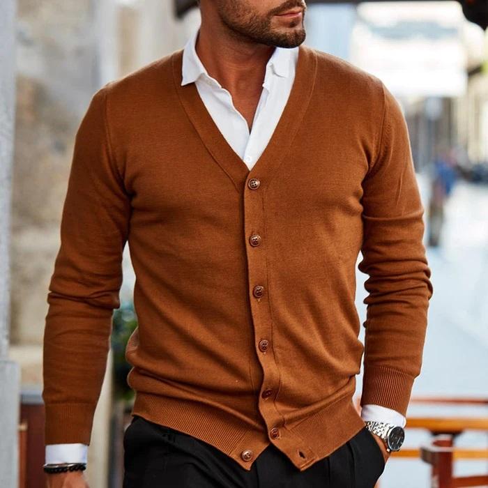 Herren Knopf Daunen Langarm Strickjacke | Strick