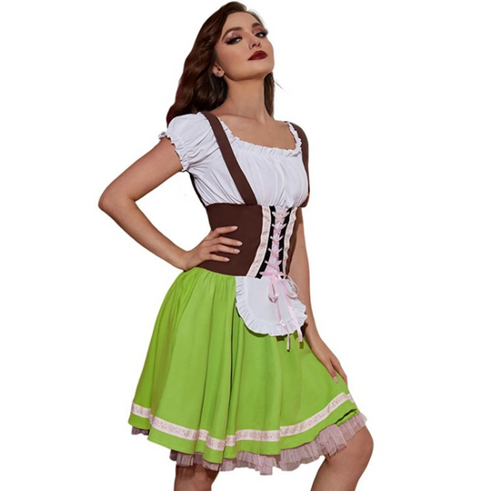 Damen Bayerisches Rundhals Oktoberfest Dirndl Kleid | 2025