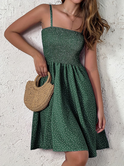 Polka Dot Sommerkleid Damen – Rückenfreies Cami-Kleid, Freizeitkleidung