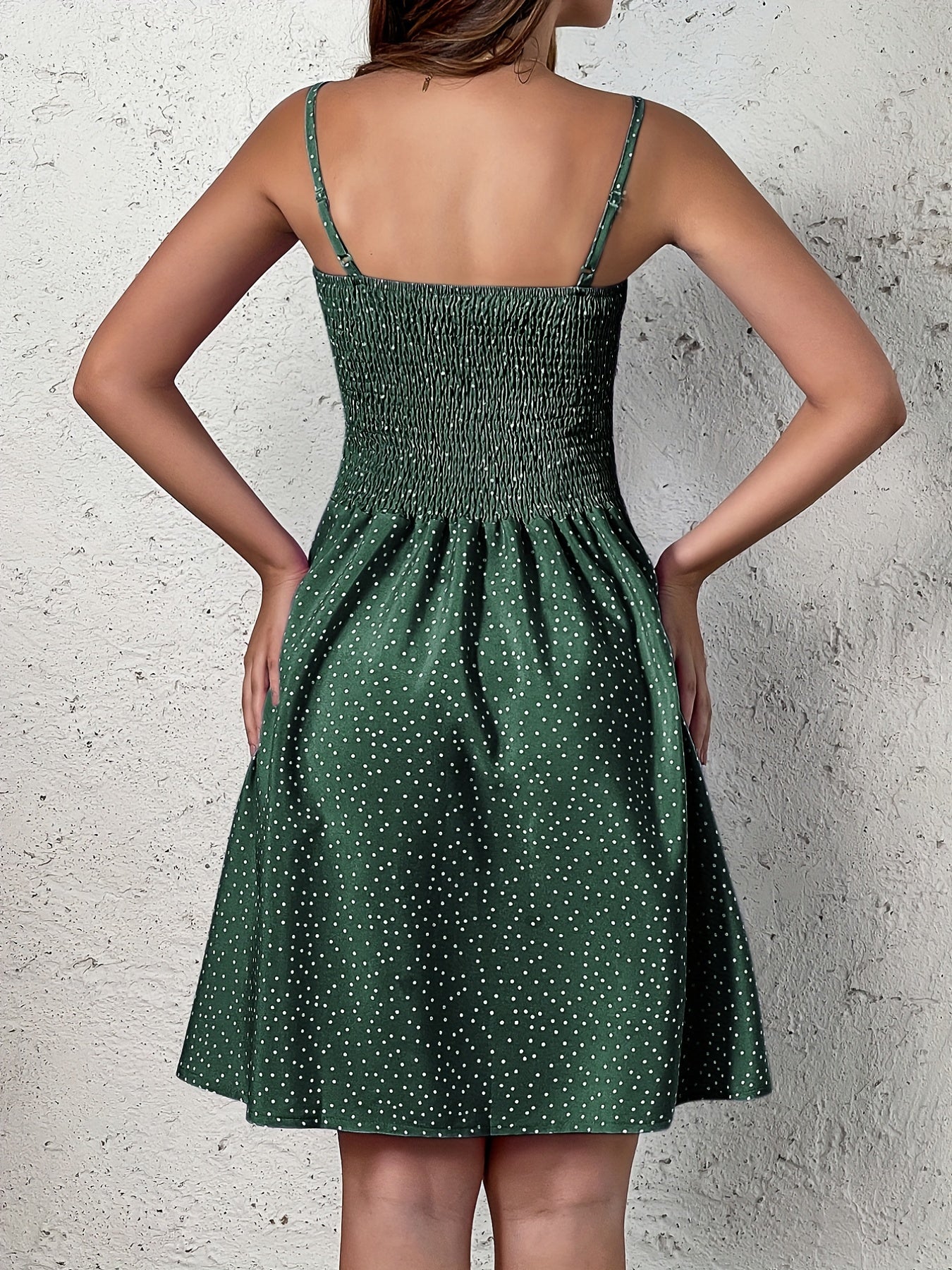 Polka Dot Sommerkleid Damen – Rückenfreies Cami-Kleid, Freizeitkleidung