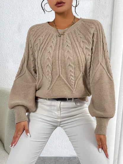 Statement Strickpullover mit Puffärmeln und Grobstrick