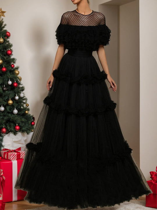 Damen Schwarz A-Linie Ballkleid | Maxi