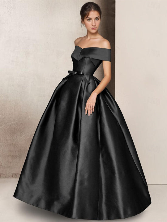Kurzärmeliges Schwarz Abendkleid Für Damen | Maxi