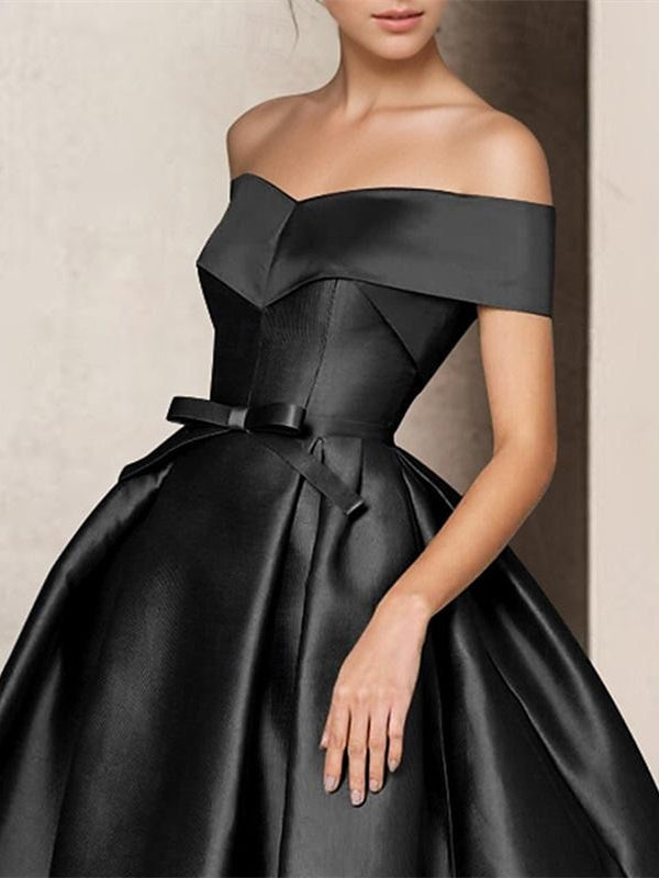 Kurzärmeliges Schwarz Abendkleid Für Damen | Maxi