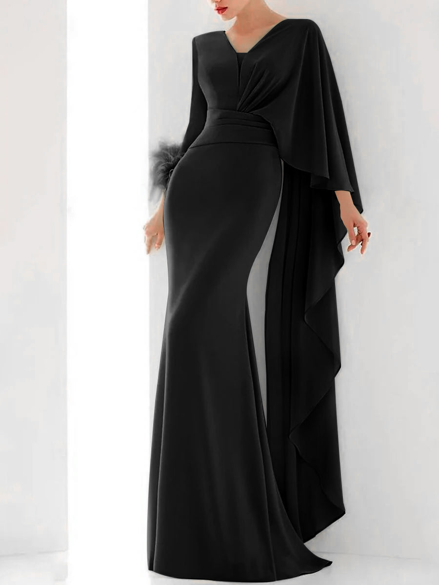 Meerjungfrauen Ballkleid Mit V Ausschnitt Für Damen | Maxi