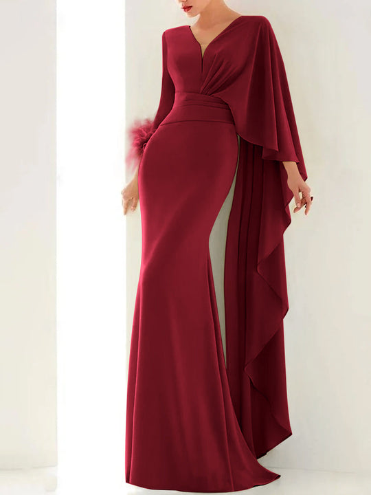Meerjungfrauen Ballkleid Mit V Ausschnitt Für Damen | Maxi