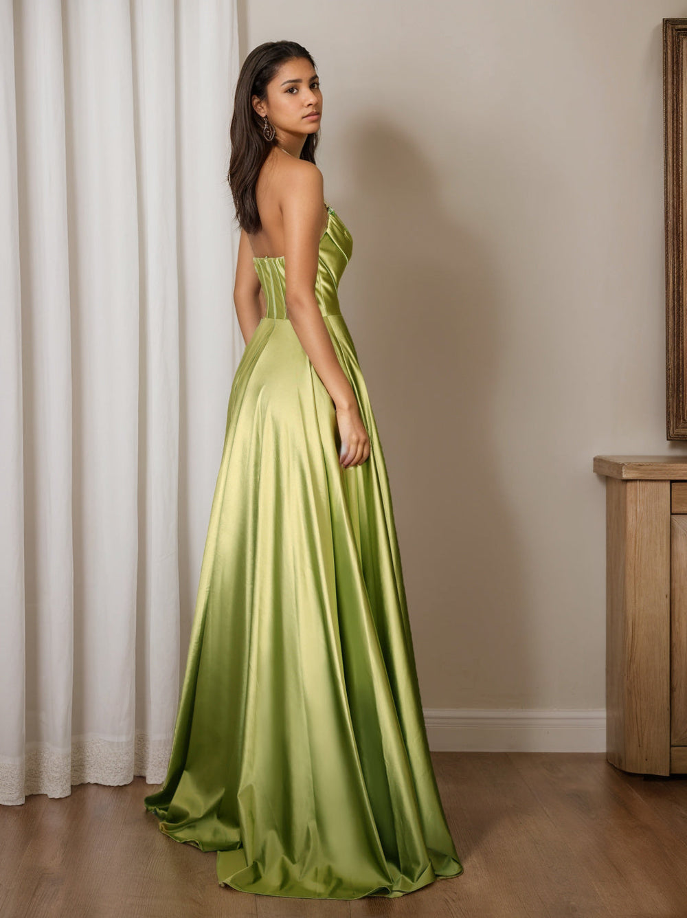 Trägerloses Plissiertes Abendkleid Für Damen | Maxi