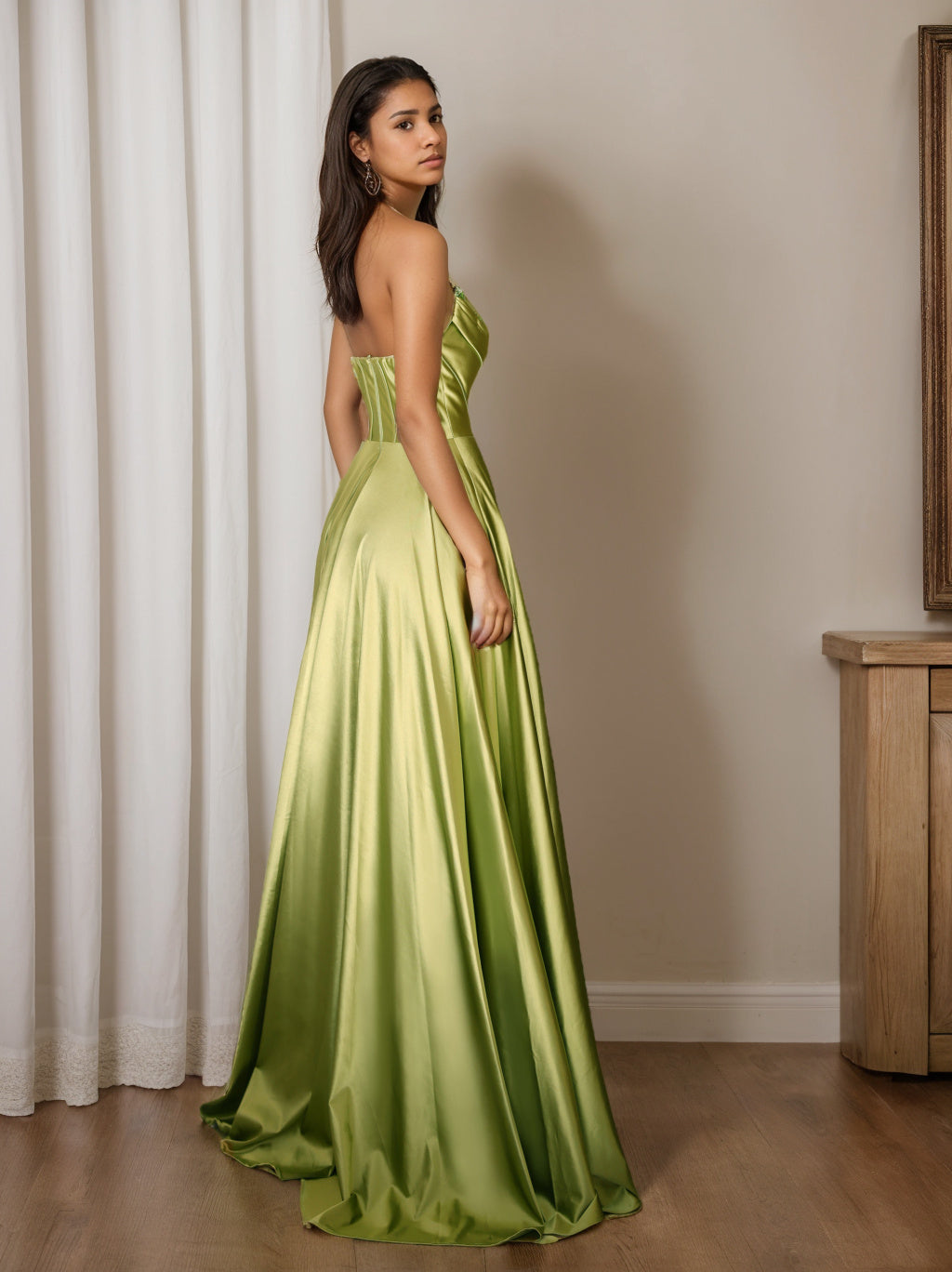 Trägerloses Plissiertes Abendkleid Für Damen | Maxi