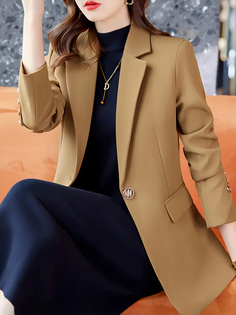 Eleganter Blazer mit Reverskragen, Langarm für Büro & Arbeit