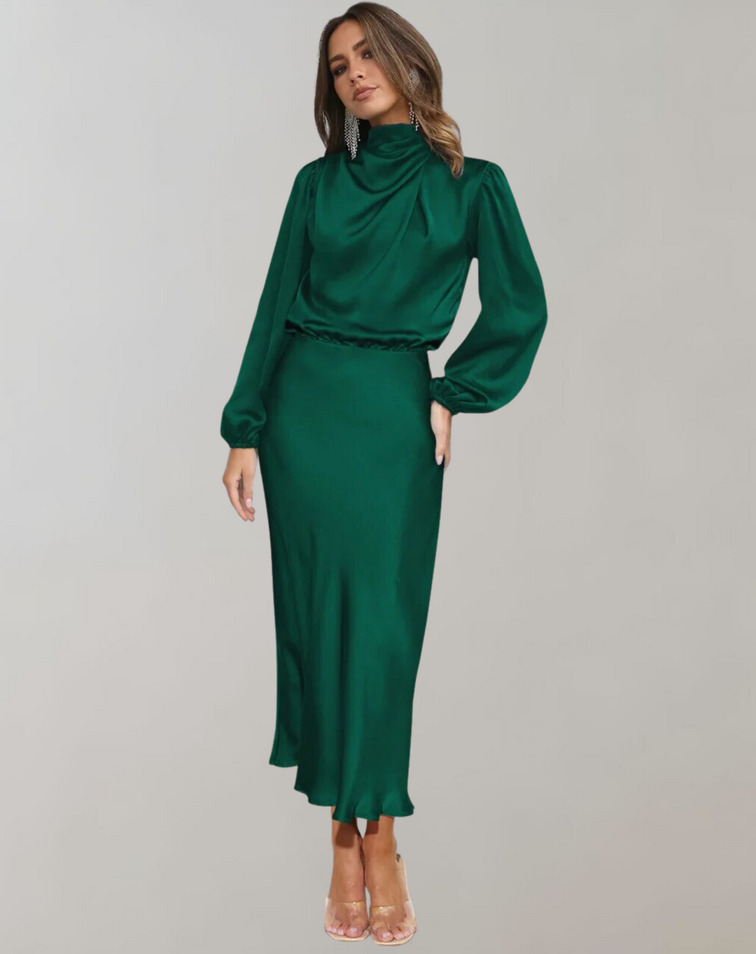 Damen Ballkleid Mit Langen Ärmeln | Midi