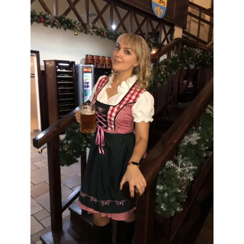 Damen Karo Bayerisches Oktoberfest Dirndlkleid | 2025