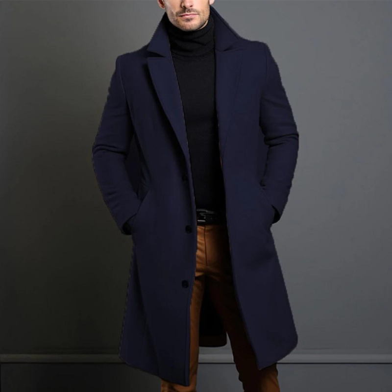 Stylischer Langer Trenchcoat Für Herren | Lässig