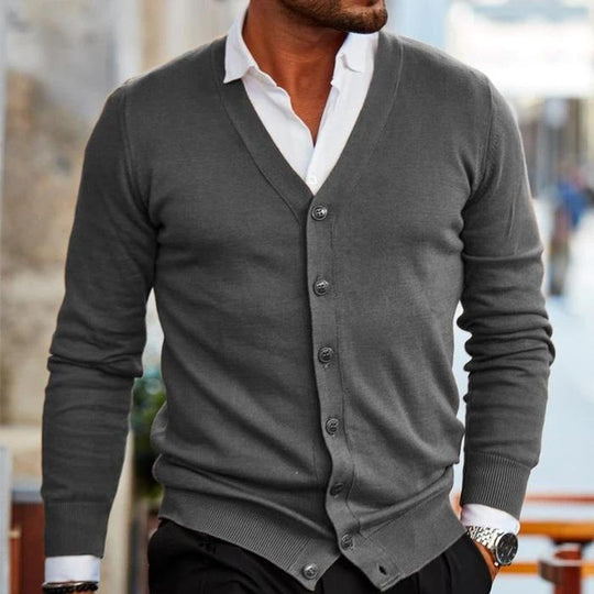 Herren Knopf Daunen Langarm Strickjacke | Strick