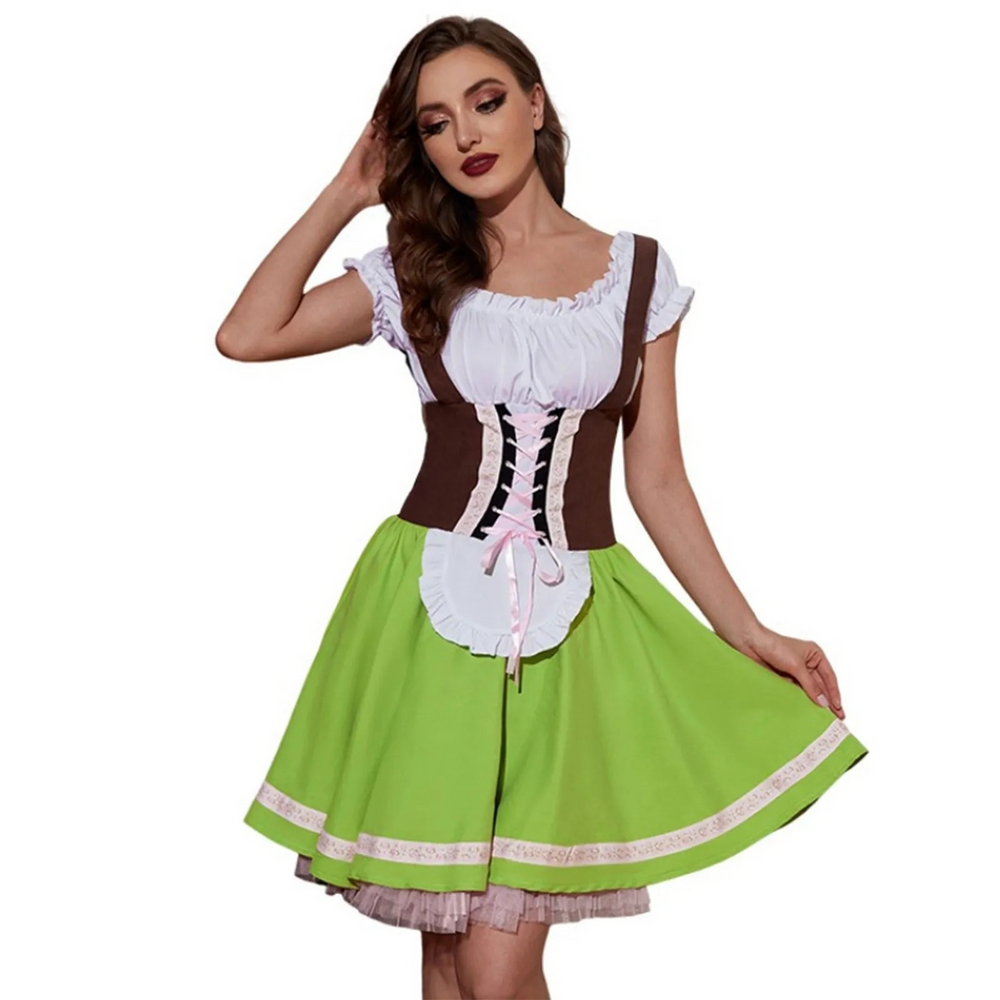 Damen Bayerisches Rundhals Oktoberfest Dirndl Kleid | 2025