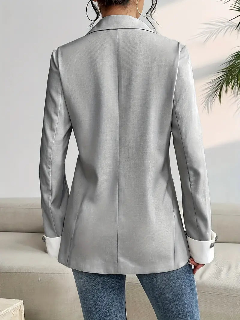 Damen Winter-Blazer – Uni, Knopfleiste & Eleganter Reverskragen