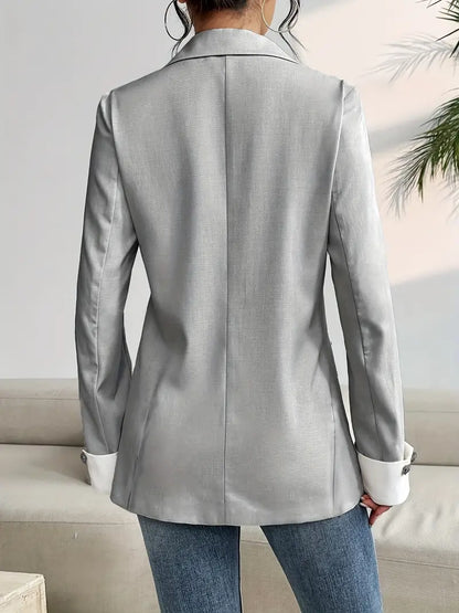 Damen Winter-Blazer – Uni, Knopfleiste & Eleganter Reverskragen