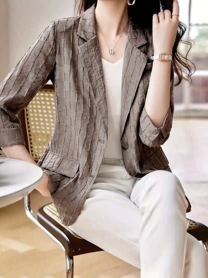 Leichter Karo-Blazer – Sommerjacke mit Knopfdetail, Maschinenwaschbar