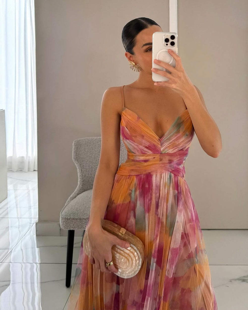 Damen Spaghetti-Träger Hochzeitsgast Kleid | Maxi
