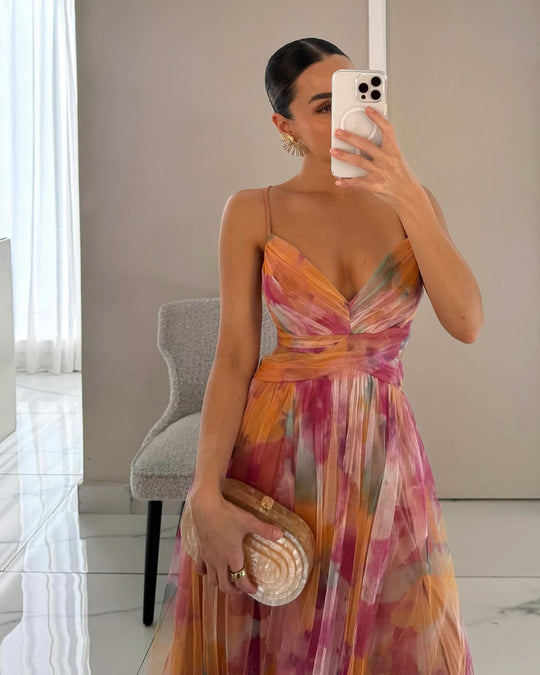 Damen Spaghetti-Träger Hochzeitsgast Kleid | Maxi